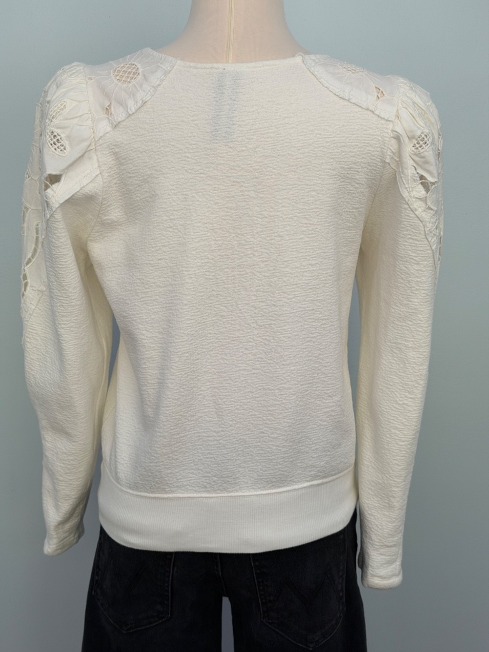 NWOT Cutwork Mutton-Sleeve Top - Picture 4 of 7